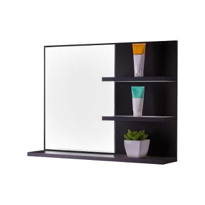 Armário para Banheiro Lugano sem Porta 3 Prateleiras MDP com Espelho 60CM Preto Mercado