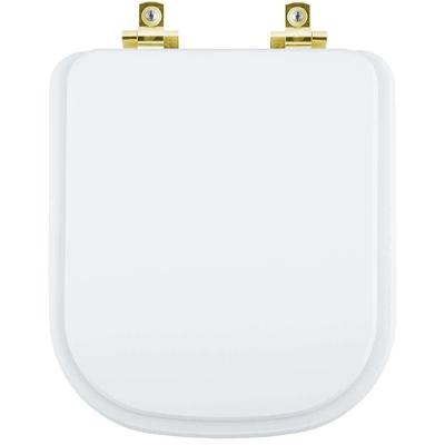 Assento Sanitário Debba Alongado Parafusado Fechamento Suave com Ferragem Dourada Branco Pontto