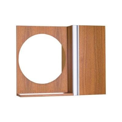 Armário para Banheiro Espelho Redondo 1 Porta sem Gavetas MDP 58CM Marrom Mercado das Prateleiras