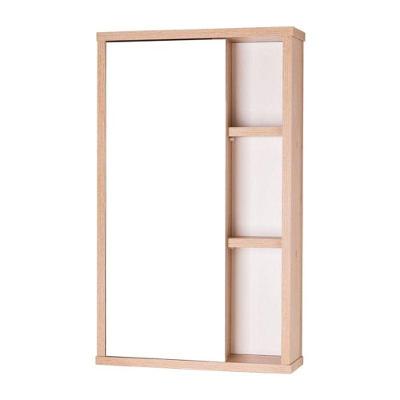 Armário para Banheiro Milano 1 Porta 2 Prateleiras MDP com Espelho 42CM Branco e Carvalho Mercado