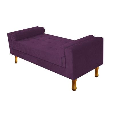 Recamier Baú Félix Solteiro 120cm Suede Roxo Adj Decor