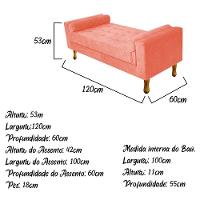 Recamier Baú Félix Solteiro 120cm Suede Coral Adj Decor - 3