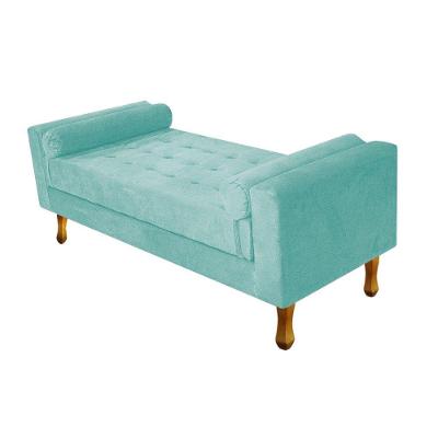 Recamier Baú Félix Solteiro 120cm Suede Azul Tiffany Adj Decor