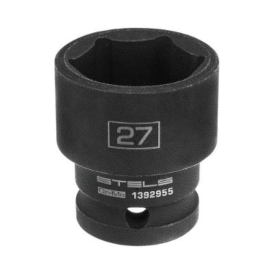 Soquete de Impacto 1-2 Sextavado 27mm Aço Crmo Preto Stels 5CM