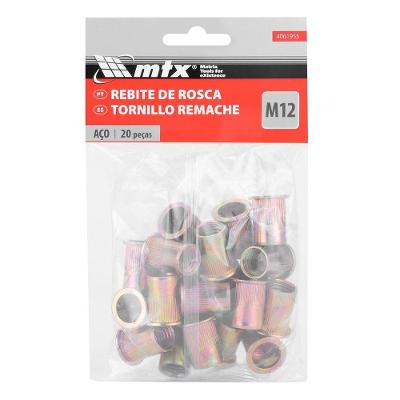 Rebite de Rosca MTX 4061955 Fixação Robusta Galvanizado Prata 20 Peças