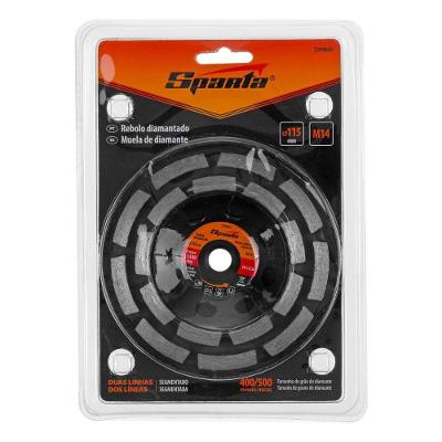 Rebolo Segmentado Diamantado Dupla Linha 115mm Desbaste Rápido Cinza Sparta 13CM 115MM