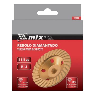 Rebolo Turbo Diamantado M14 Desbaste Rápido Cinza MTX 12CM 115MM