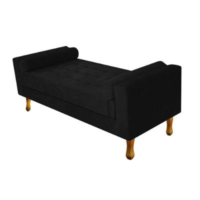 Recamier Baú Félix Solteiro 100cm Suede Preto - Adj Decor