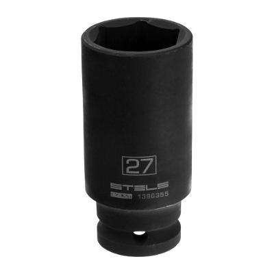 Soquete de Impacto Longo 27mm 1-2 Polegada Aço Crmo para Locais Difíceis Stels 5CM