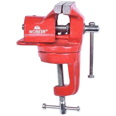Torno Bancada Mini Giratório Precisão Ferro Fundido Azul Worker 60MM Bivolt