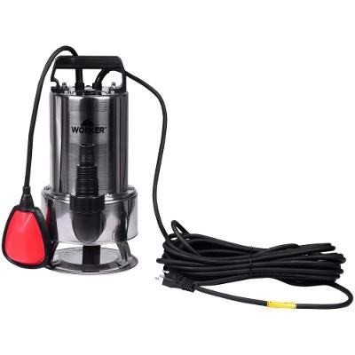 Bomba Submersa Worker 1HP 110V Aço Inox com Boia Automática Inox 18CM 233L-MIN 9M