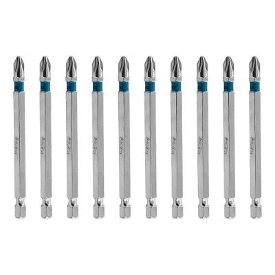 Bit Phillips PH2 90MM Aco S2 Sulco Magnetico Prata Gross 10PCS