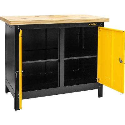 Bancada para Ferramentas 58510 com Tampo de Madeira Fechadura Amarelo Vonder 110CM 110X92X60CM