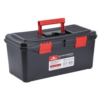 Caixa de Ferramentas 19'' Worker com Bandeja Removível Preto 23CM Polipropileno