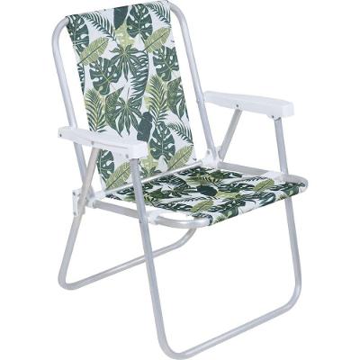 Cadeira Alta Oxford Garden Bel Assento Textilene Alumínio Dobrável com Apoio de Braço Belfix 54CM