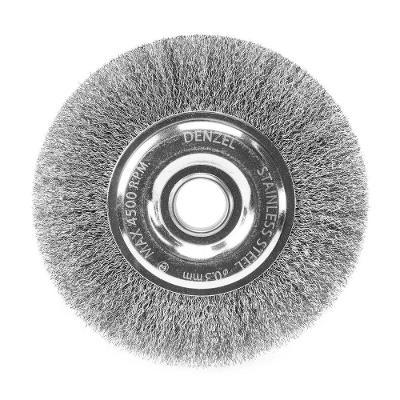 Escova Circular 150mm Fios Ondulados Inox Limpeza Profunda Denzel 16CM