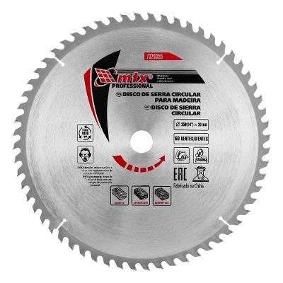 Disco de Serra Circular 7329355 60 Dentes Corte Preciso Aço 65Mn e Liga YG8 Inox MTX 35CM