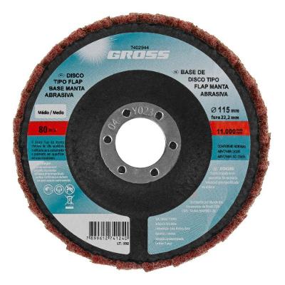 Disco Flap P80 Gross Acabamento Intermediário em Madeira Metal e Plástico 115x22mm Bivolt