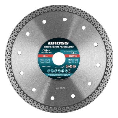 Disco de Corte Diamantado para Porcelanato 180x1.6mm Cortes Precisos Prata Gross 18CM