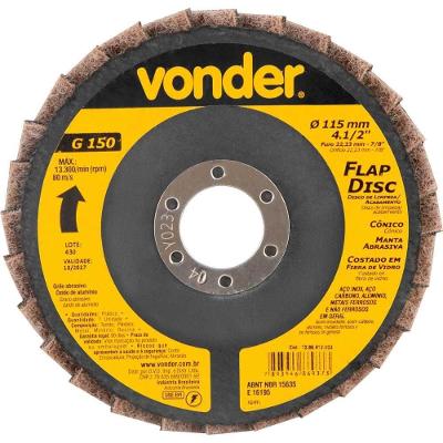 Disco Abrasivo Flap Disc 4.1-2'' 115mm G150 13300 RPM com Desbaste e Acabamento Nove54