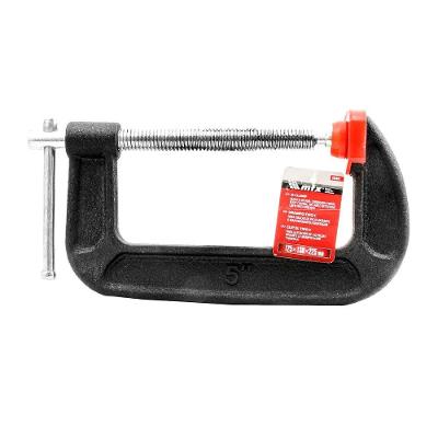 Grampo Tipo C 125x130x225mm MTX Fixação Segura com Almofadas de Plástico Ferro Fundido 125CM