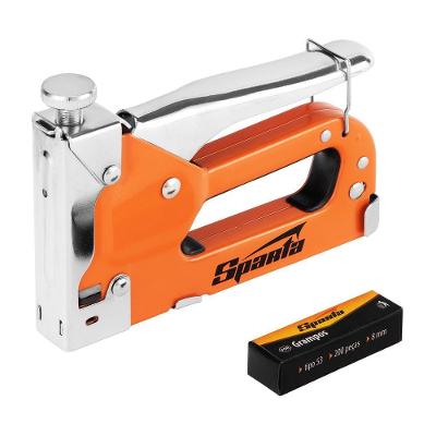 Grampeador Manual 4200255 Ajustável 4-14mm com Trava Cinza Sparta Ferramentas 15CM 200 Grampos