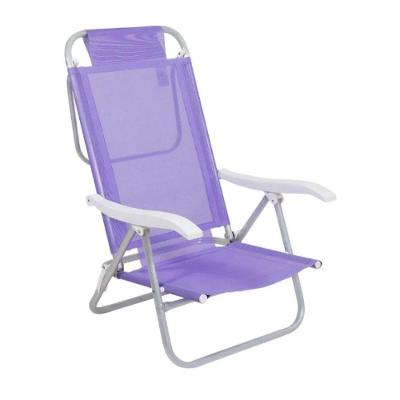 Cadeira de Praia Sunny Assento Poliéster Alumínio Dobrável Reclinável 6 Posições Lilás Belfix 57CM