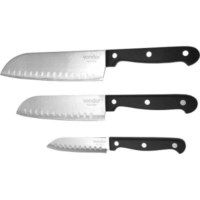 Jogo de Facas Jogo Facas Inox Nove54 3 Peças Fatiar Picar Aço Inox 420 Cozinha Inox Nove54 0,458kg