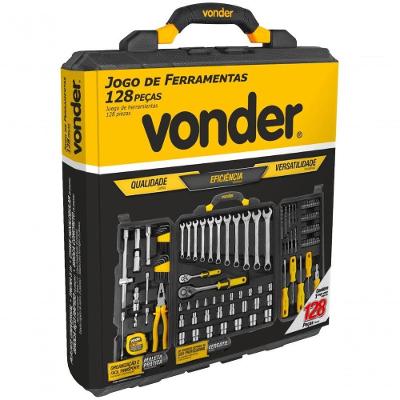 Jogo de Ferramentas 128 Peças Completo com Maleta Preto Vonder 40CM