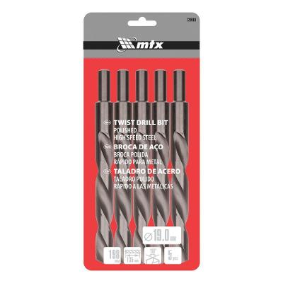 Jogo de Brocas 720909 Aço Rápido HSS Haste 13mm Prata MTX 11CM 5 Peças
