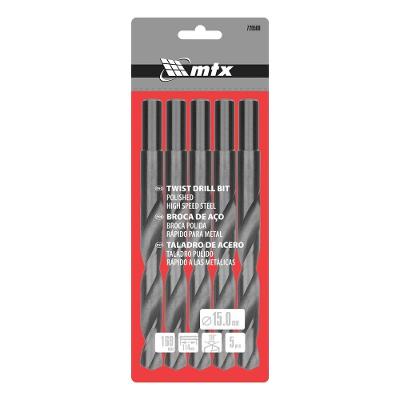 Jogo de Brocas 720509 Aço Rápido HSS Perfuração Precisa Cinza MTX 5PCS 15MM