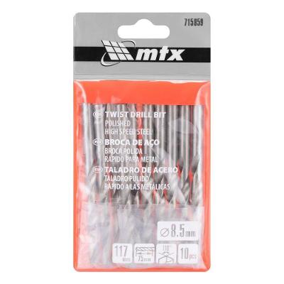 Jogo de Brocas 715859 Aço Rápido HSS 10 Peças 8.5mm Bivolt MTX 8.5CM