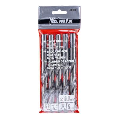 Jogo de Brocas 720609 Aço Rápido HSS 118 graus  com 5 Peças 16mm Bivolt MTX