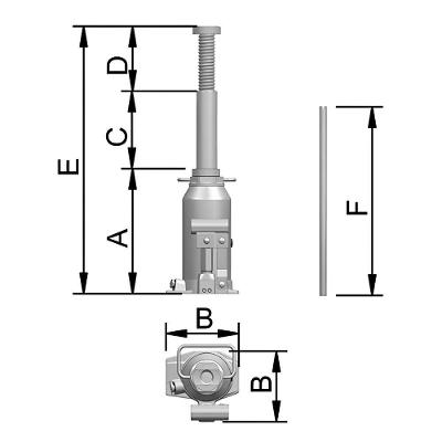 Macaco Garrafa 16 T Hidráulico CJ16 para Caminhões e Carretas Elevação 150 mm Bovenau 14,5CM 8,2KG