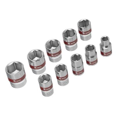 Jogo de Soquetes 135589 3-8'' CRV 8-19mm 10 Peças Aço Cromo-Vanádio com Suporte Prata MTX 10CM