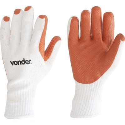 Luva CA30518 com Proteção Contra Abrasão Revestida Látex Laranja Vonder 25CM
