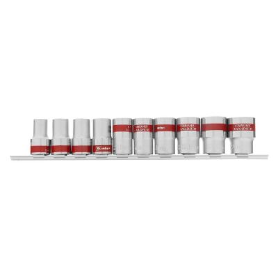 Jogo de Soquetes 135579 Sextavado 1-2 10-22mm Revestido Prata MTX 10CM 10 Peças