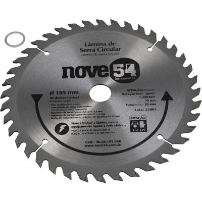 Lâmina Serra Circular Nove54 40 Dentes para Madeira Vídea Cinza Vonder 185MM