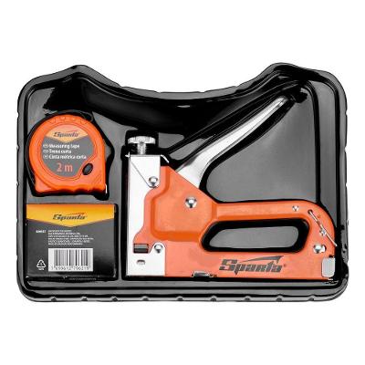 Jogo de Ferramentas 4200355 Grampeador com Ajuste de Pressão Trena 2m 500 Grampos Prata Sparta 2M