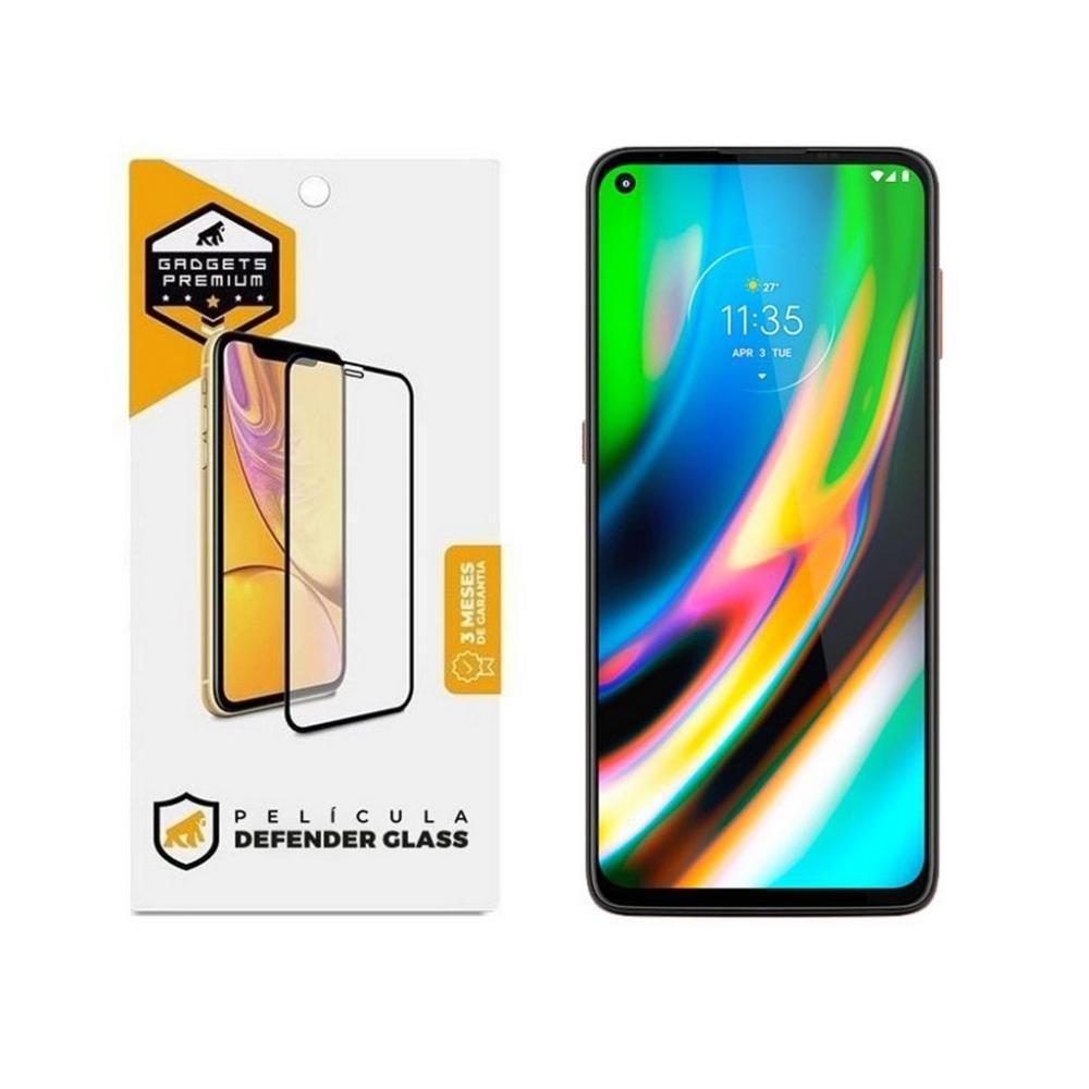 Película Defender Glass Para Motorola Moto G9 Plus - Preta - Gshield - 1