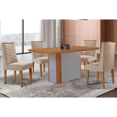 Sala de Jantar Pietá 4 Lugares Tampo MDF com Cadeiras Suede 180CM Móveis Rufato