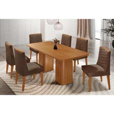 Sala de Jantar Maldivas 6 Lugares Tampo MDF com Canto Curvo Marrom 180CM Móveis Rufato