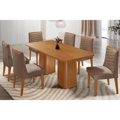 Sala de Jantar Maldivas 6 Lugares Tampo MDF Canto Curvo Capuccino 180CM Móveis Rufato