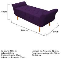 Recamier Estofado Ari 160 Cm Queen Size Suede Roxo - 2