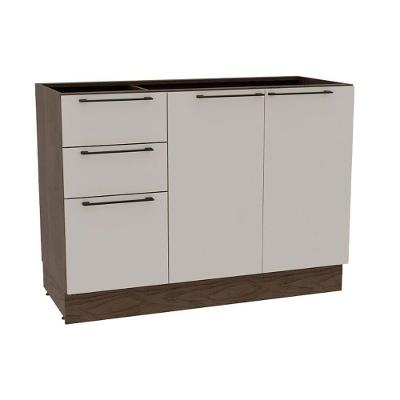 Balcão Amsterdam 2 Portas 1 Prateleira MDP TAMANHO 120cm Off White e Avelã
