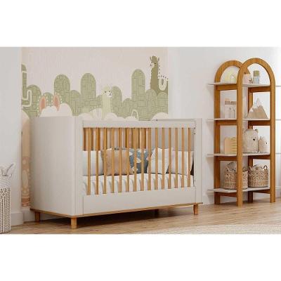 Berço Multifuncional Cupcake MDP com Estante Off White e Nature Permóbili