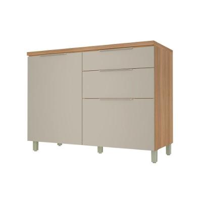 Balcão de Cozinha Marquesa 1 Porta 3 Gavetas MDF 120CM Greige