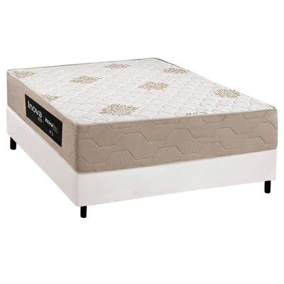 Cama Box com Colchão Casal Corano White Ortopédico D33 Inova Plus Tecido Courino Branco Inovaflex