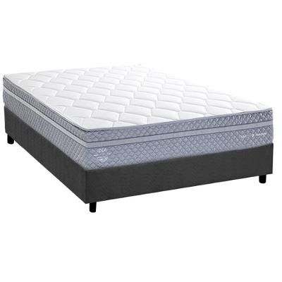 Cama Box Casal Suede Gray com Colchão Molas Ensacadas e Tecido Suede Cinza Herval