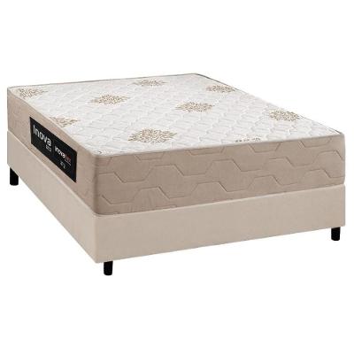 Cama Box Casal Ortopédico Plus com Baú D33 Courino Bege Inova